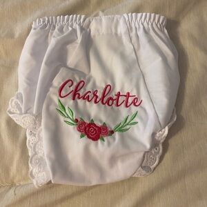 Diaper cover with Charlotte embroidery